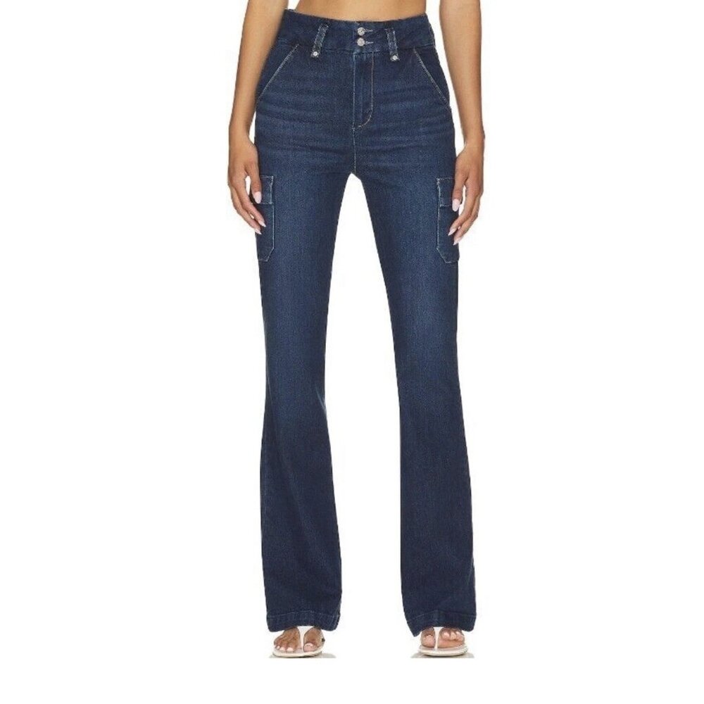 Paige Jeans 34 Dion Cargo Gracie Lou High Rise Flare Stretch Denim Womens